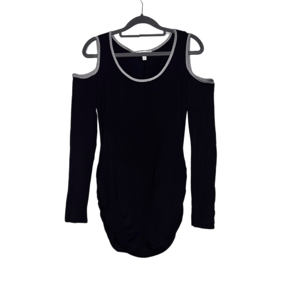 Black Cold Shoulder Top with rouching on the sides NWOT